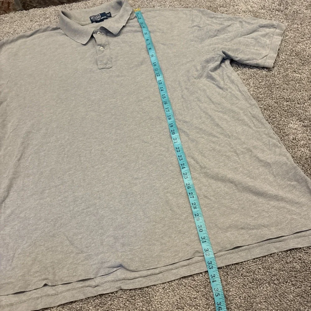 Polo Ralph Lauren Polo Shirt Gray Solid Preppy Cotton Pony Casual 3XLT Tall Golf
